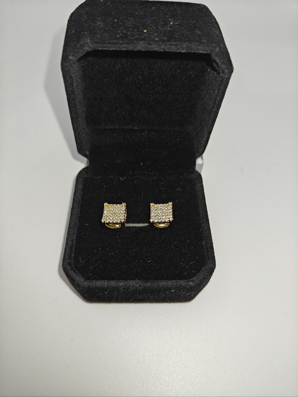 Square style earrings 2CT VV1 Moissanite & 925S Silver WHITE GOLD PLATED - Picture 2 of 4